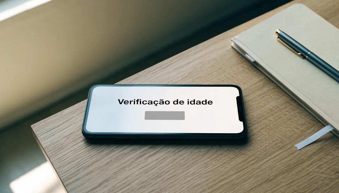 Uma folha de licença em papel com um selo vermelho, pousada numa secretária de madeira ao lado de uma caneta